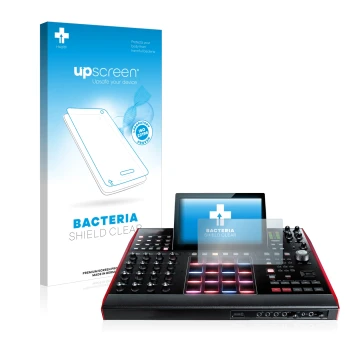 Face avant d’un emballage produit avec le logo de la marque upscreen. À côté, l’appareil Akai MPC X 10.1