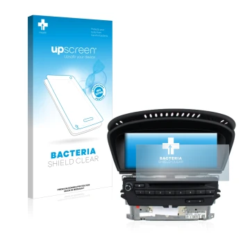 Face avant d’un emballage produit avec le logo de la marque upscreen. À côté, l’appareil BMW 3 E93 2011 CIC professional navig