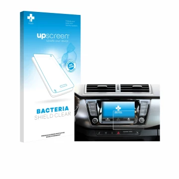 Face avant d’un emballage produit avec le logo de la marque upscreen. À côté, l’appareil Skoda Fabia 3 Combi 6.5