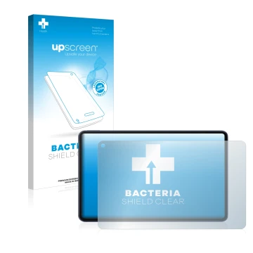 Face avant d’un emballage produit avec le logo de la marque upscreen. À côté, l’appareil Huawei MatePad Pro 10.8