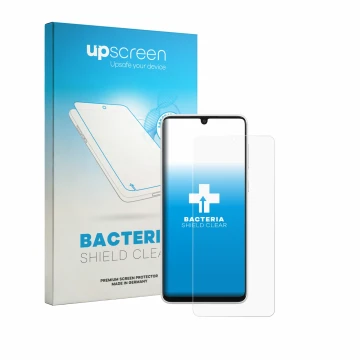 Face avant d’un emballage produit avec le logo de la marque upscreen. À côté, l’appareil Samsung Galaxy A33 5G est représenté 