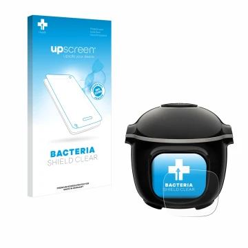 Face avant d’un emballage produit avec le logo de la marque upscreen. À côté, l’appareil Krups Cook4me Touch Wifi est représen