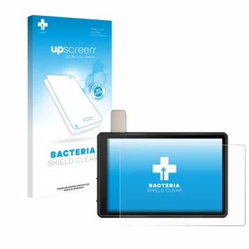 Face avant d’un emballage produit avec le logo de la marque upscreen. À côté, l’appareil Garmin Tread XL 10