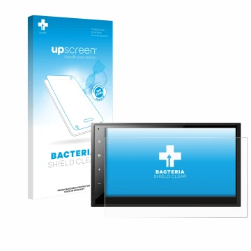 Face avant d’un emballage produit avec le logo de la marque upscreen. À côté, l’appareil Pioneer DMH-A340DAB est représenté av