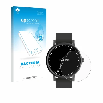 Face avant d’un emballage produit avec le logo de la marque upscreen. À côté, l’appareil Montres (Circulaire, ø: 39.5 mm) est 