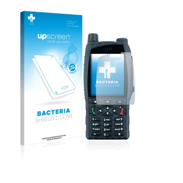 Face avant d’un emballage produit avec le logo de la marque upscreen. À côté, l’appareil Sepura SC21 est représenté avec la pr