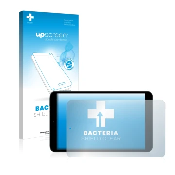 Face avant d’un emballage produit avec le logo de la marque upscreen. À côté, l’appareil Nokia T10 est représenté avec la prot