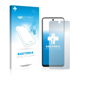 Face avant d’un emballage produit avec le logo de la marque upscreen. À côté, l’appareil Motorola Moto G32 est représenté avec