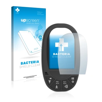 Face avant d’un emballage produit avec le logo de la marque upscreen. À côté, l’appareil Flymaster GPS LS est représenté avec 