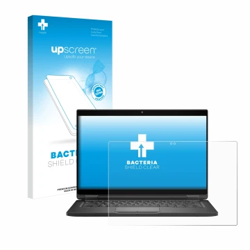 Face avant d’un emballage produit avec le logo de la marque upscreen. À côté, l’appareil Dell Latitude 7390 2-in-1 Business es