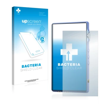 Face avant d’un emballage produit avec le logo de la marque upscreen. À côté, l’appareil iBasso DX170 est représenté avec la p