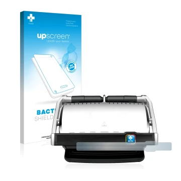 Face avant d’un emballage produit avec le logo de la marque upscreen. À côté, l’appareil Tefal OptiGrill Elite XL est représen