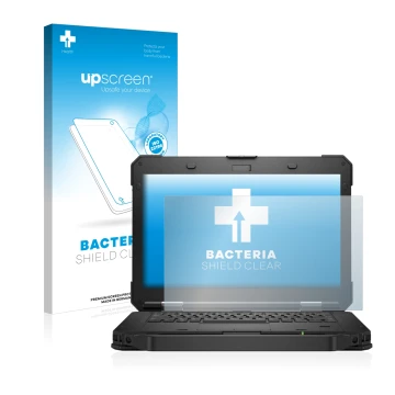 Face avant d’un emballage produit avec le logo de la marque upscreen. À côté, l’appareil Dell Latitude 5430 Rugged est représe