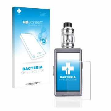 Face avant d’un emballage produit avec le logo de la marque upscreen. À côté, l’appareil GeekVape T200 est représenté avec la 