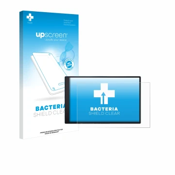Face avant d’un emballage produit avec le logo de la marque upscreen. À côté, l’appareil Garmin DriveSmart 86 est représenté a