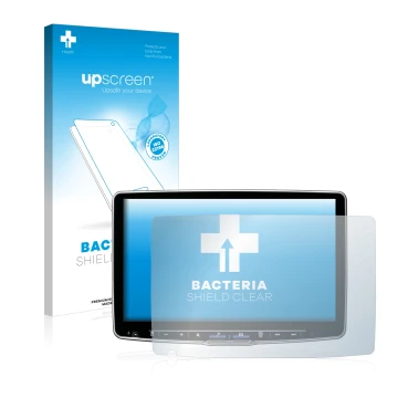 Face avant d’un emballage produit avec le logo de la marque upscreen. À côté, l’appareil Alpine ILX-F115D est représenté avec 