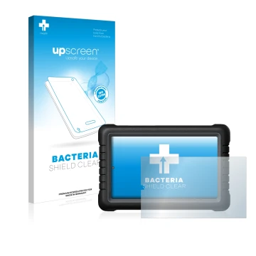 Face avant d’un emballage produit avec le logo de la marque upscreen. À côté, l’appareil Launch X-431 PROS V 8