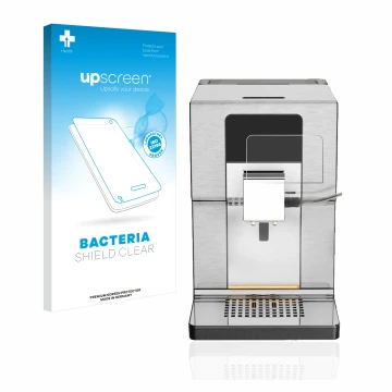 Face avant d’un emballage produit avec le logo de la marque upscreen. À côté, l’appareil Krups Intuition Experience+ EA877D10 