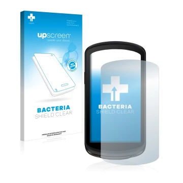 Face avant d’un emballage produit avec le logo de la marque upscreen. À côté, l’appareil Garmin Edge 1040 Solar est représenté