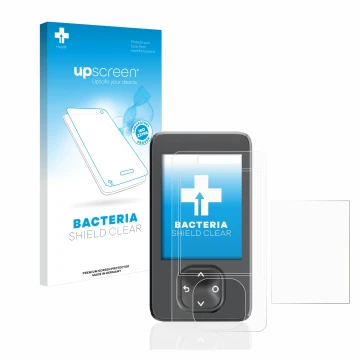 Face avant d’un emballage produit avec le logo de la marque upscreen. À côté, l’appareil Dexcom G7 CGM est représenté avec la 