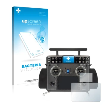 Face avant d’un emballage produit avec le logo de la marque upscreen. À côté, l’appareil FrSky Tandem XE 2 est représenté avec