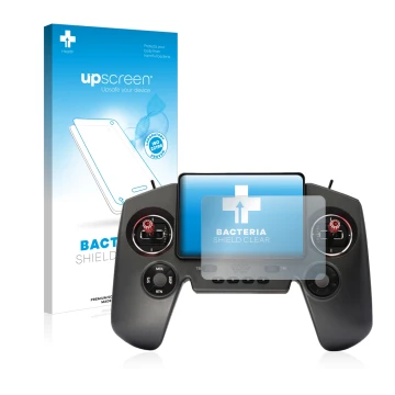 Face avant d’un emballage produit avec le logo de la marque upscreen. À côté, l’appareil FrSky Twin Lite est représenté avec l