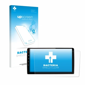 Face avant d’un emballage produit avec le logo de la marque upscreen. À côté, l’appareil Junsun V1 pro 9