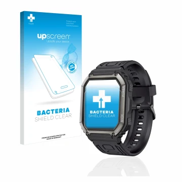 Face avant d’un emballage produit avec le logo de la marque upscreen. À côté, l’appareil Pasonomi KR06 1,8