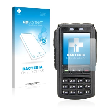 Face avant d’un emballage produit avec le logo de la marque upscreen. À côté, l’appareil AnyTone BT-01 est représenté avec la 