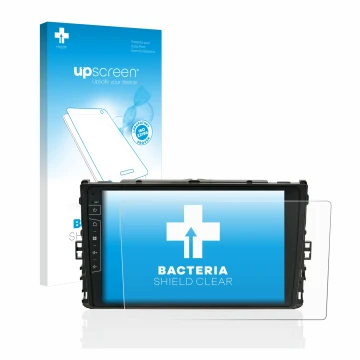 Face avant d’un emballage produit avec le logo de la marque upscreen. À côté, l’appareil Dynavin D8-DF63 10.1