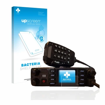 Face avant d’un emballage produit avec le logo de la marque upscreen. À côté, l’appareil AnyTone AT-D578UV plus est représenté