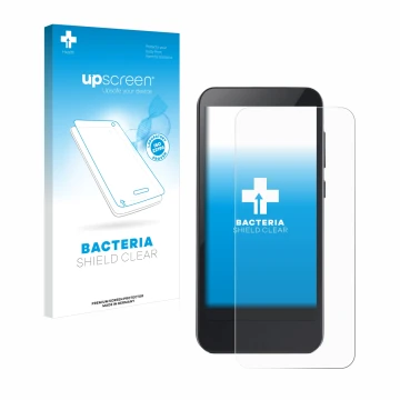 Face avant d’un emballage produit avec le logo de la marque upscreen. À côté, l’appareil Omnipod 5 est représenté avec la prot