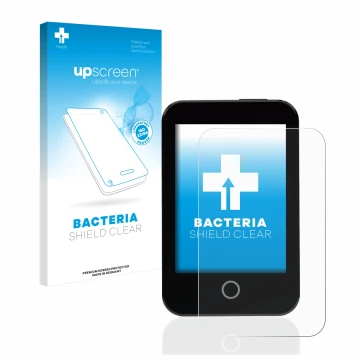 Face avant d’un emballage produit avec le logo de la marque upscreen. À côté, l’appareil Medtrum Touchcare nano CGM est représ