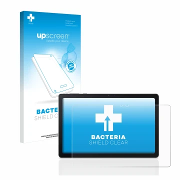 Face avant d’un emballage produit avec le logo de la marque upscreen. À côté, l’appareil Acer Iconia Tab P10 est représenté av