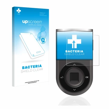 Face avant d’un emballage produit avec le logo de la marque upscreen. À côté, l’appareil D’CENT Biometric Wallet est représent