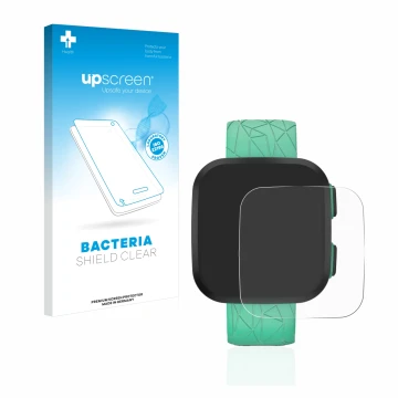 Face avant d’un emballage produit avec le logo de la marque upscreen. À côté, l’appareil Garmin Bounce est représenté avec la 