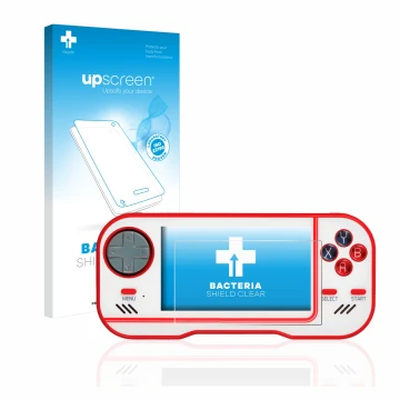 Face avant d’un emballage produit avec le logo de la marque upscreen. À côté, l’appareil Blaze Evercade est représenté avec la
