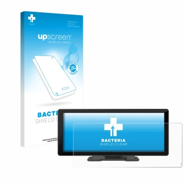 Face avant d’un emballage produit avec le logo de la marque upscreen. À côté, l’appareil Carpuride W103 10.3