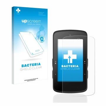 Face avant d’un emballage produit avec le logo de la marque upscreen. À côté, l’appareil Bryton Rider 750 SE est représenté av