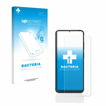 Face avant d’un emballage produit avec le logo de la marque upscreen. À côté, l’appareil Cubot X70 est représenté avec la prot