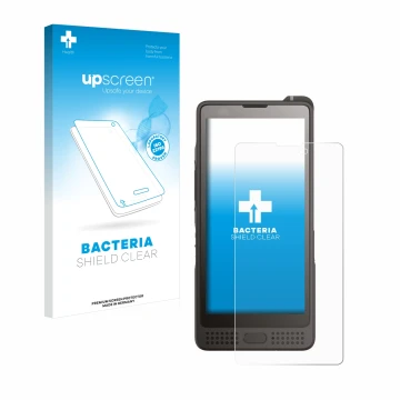 Face avant d’un emballage produit avec le logo de la marque upscreen. À côté, l’appareil Sonim XP10 est représenté avec la pro