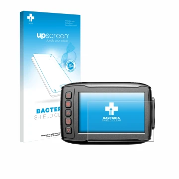 Face avant d’un emballage produit avec le logo de la marque upscreen. À côté, l’appareil Blueskysea DV999 est représenté avec 
