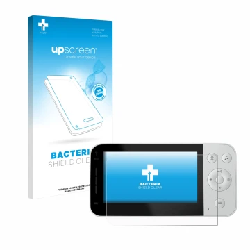 Face avant d’un emballage produit avec le logo de la marque upscreen. À côté, l’appareil Philips Avent Connected SCD923 est re