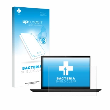 Face avant d’un emballage produit avec le logo de la marque upscreen. À côté, l’appareil Lenovo ThinkPad T14 Gen 4 est représe