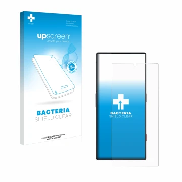 Face avant d’un emballage produit avec le logo de la marque upscreen. À côté, l’appareil ZTE Nubia Red Magic 8S Pro est représ