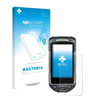 Face avant d’un emballage produit avec le logo de la marque upscreen. À côté, l’appareil Keyence BT-A700 est représenté avec l