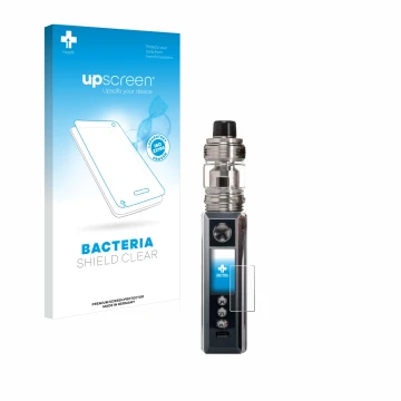 Face avant d’un emballage produit avec le logo de la marque upscreen. À côté, l’appareil Voopoo Drag M100S est représenté avec