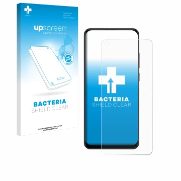 Face avant d’un emballage produit avec le logo de la marque upscreen. À côté, l’appareil Oppo A78 4G est représenté avec la pr