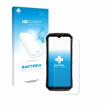 Face avant d’un emballage produit avec le logo de la marque upscreen. À côté, l’appareil Doogee V30 est représenté avec la pro