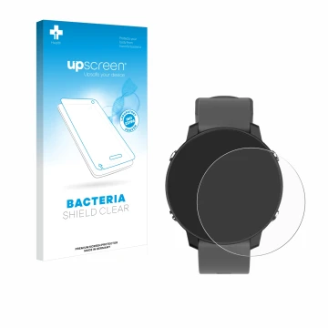 Face avant d’un emballage produit avec le logo de la marque upscreen. À côté, l’appareil Shot Scope G5 GPS Watch est représent